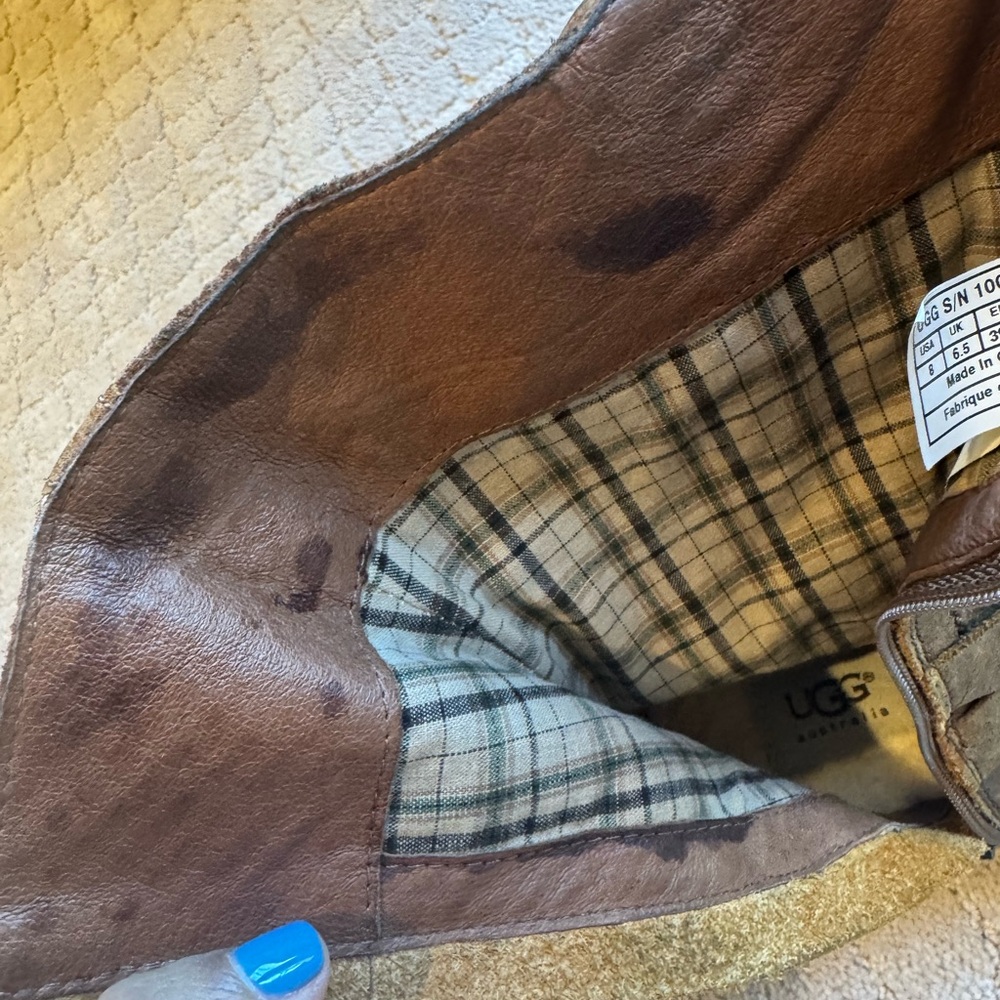 UGG Plaid Lined Leather Boots - Picture 9 of 9